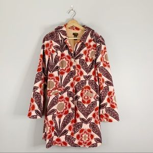 Anthropologie Fei Trench Coat Jacket Velvet Floral Retro Bohemian Women's 4 S